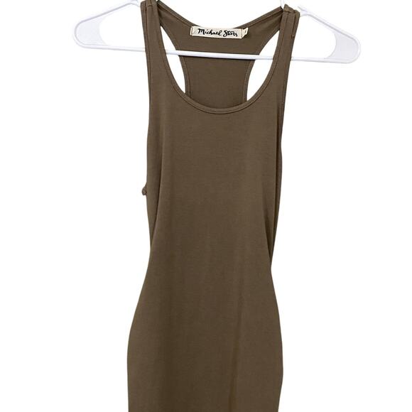 Michael Stars Racerback Midi Dress Medium Olive Green Jersey Tank Dress Neutral - Picture 5 of 10